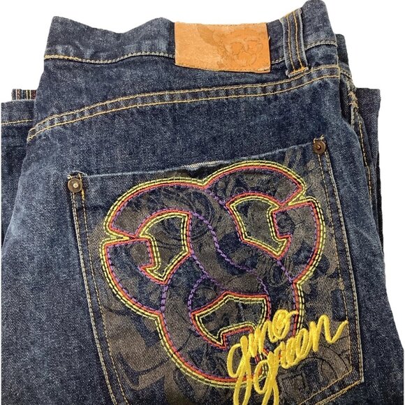 Gino Green Global Straight Leg Button-Fly Denim Jeans Blue Mens Size 38 - Picture 12 of 13